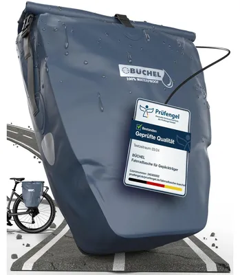 Produktbild von Fahrradtasche Gepäckträgertasche Radtasche - 100 % wasserdicht - 25,4 Liter - Mit Schultergurt - 56,5 x 30 x 15 cm - Mit Reflektoren