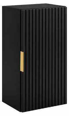 Produktbild von Badezimmer-Hängeschrank Halbhochschrank, Schwarz, Griffe Gold, 35 x 27 x 68 cm, KI-generiertes Bild