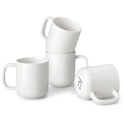 Produktbild von VANCASSO Becher Set, 4-tlg Porzellan Tassen, 420ml Trinkbecher, Kaffeebecher mit Henkel, Weiß