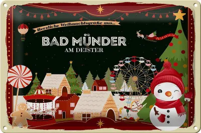 Produktbild von Blechschild Weihnachten Grüße aus BAD MÜNDER 30x20cm