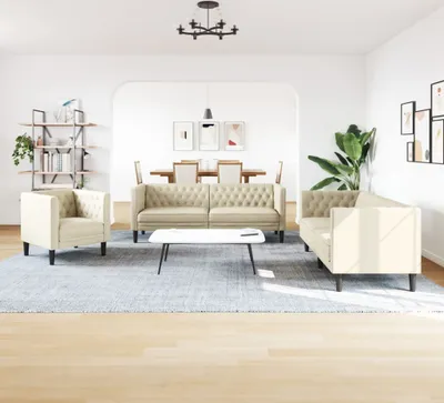 Produktbild von VidaXL 3209268, Cremefarben, Schaum, Kunstleder, Polywood, Holz, 194 cm, 74,5 cm, 70,5 cm