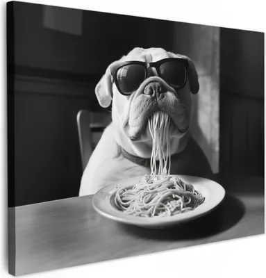 Produktbild von Leinwand Bilder 80x60 cm - Tiere, Komisch - Bulldogge, Wandbilder, Wanddeko Wohnzimmer, Bild