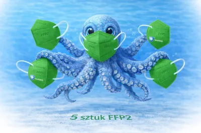 Zdjęcie produktu dla Maska Ochronna Virshields FFP2 Zielony 5 Szt. Do Ochrony I Higieny Opakowanie