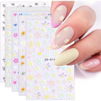 Produktbild von 3D Nagelsticker Frühling Blumen 5 Blatt 5D Stereoskopisch Selbstklebend Nail Art Dekoration