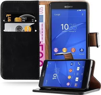Produktbild von Cadorabo Hülle für Sony Xperia Z3 COMPACT Schutzhülle in Schwarz Handyhülle Book Tasche Case Etui Luxury