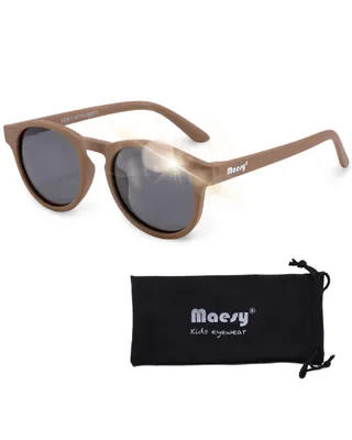 Produktbild von Maesy Kinder Sonnenbrille 3-6 Jahre - Flexibel biegbar - Polarisierter UV400 Schutz - Jungen und Mädchen – Rund- Faela – Braun