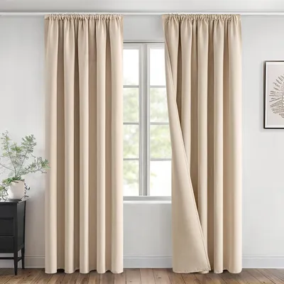 Productafbeelding van Verduisteringsgordijnen met Singels 140 x 215 cm Beige