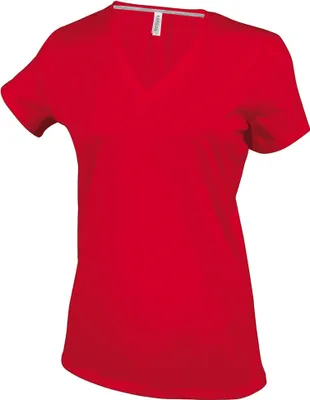 Produktbild von Kariban Damen T-Shirt mit V-Ausschnitt RW711 (Xlarge) (Rot)