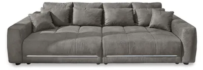 Productafbeelding van Grote loungebank, 294 cm, met RGB-LED-verlichting, veerkern, microvezel, lichtgrijs / 15416