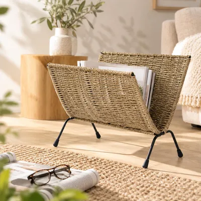 Produktbild von Homestyle4u Zeitungsständer Modern Seegras Geflochten 37 x 33 x 23 cm Natur