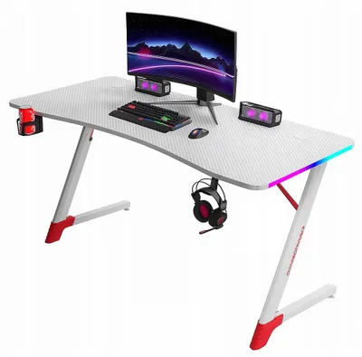 Produktbild von Gaming Tisch - Schreibtisch 140x60x75 cm - Computertisch Weiß - LED Tisch - Gaming Schreibtisch