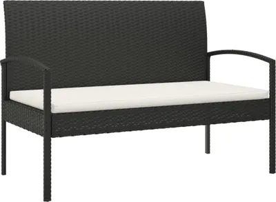 Obrázok produktu pre vidaXL Záhradná lavica s vankúšom čierna 105 cm Poly ratan