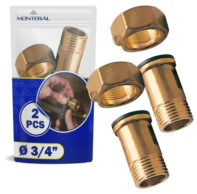 2er-Set Wasserzähleranschluss Konusgewinde 3/4 Zoll Messing