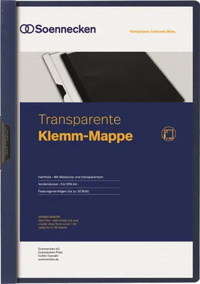 Produktbild von Klemmmappe 3317 DIN A4 bis 30 Blatt PVC blau Packung mit 10 Stück