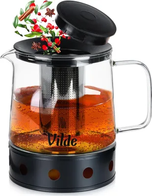 Produktbild von Vilde | Teekanne mit Sieb - 1,5 l - Glas - Hitzebeständig - mit Teefilter und Warmhaltefunktion