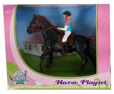 Image de Kids Globe Horses Cheval avec amazone marron foncé 640078