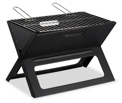Immagine prodotto di Barbecue pieghevole Relaxdays, con carbonella e griglia, barbecue pieghevole, per picnic e campeggio, HBT 30x45,5x30cm, nero, Immagine generata dall'IA