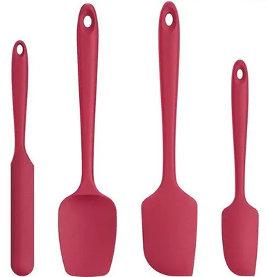 Produktbild von Silikon-Spatelset - 4-teiliges Set - Für Kochen, Braten und Mischen - Rot