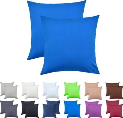 Produktbild von 2er Set Kissenbezüge Kissenhüllen 100% Baumwolle 80x80 cm Royal blau