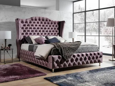 Produktbild von Königliches Chesterfield Bett Aubergine Betten Klassische Polster Doppel 160x200
