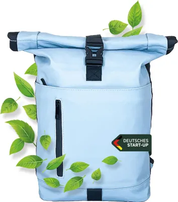 Produktbild von FELSKRAFT MK1 Rolltop Rucksack | Wasserdichter Laptop Rucksack | Rollrucksack, Reiserucksack, Tagesrucksack, Schulrucksack - Farbe: Hellblau