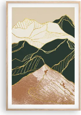 Produktbild von Gerahmtes Poster - Rahmen in heller Eiche - Abstrakt Landschaft Berge - 61x91,5 cm - Wand Bild - Wanddeko - Wandbilder - Kunstposter - Wandposter - Bilderrahmen - Bilder - Kunstdruck - P2NPA61x91-5173