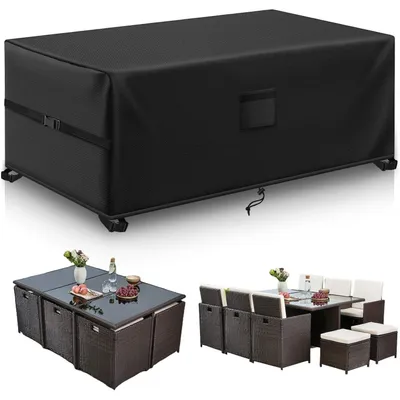 Image de Housse de protection pour meubles de jardin, dimensions 200x160x70 cm, imperméable, résistante au vent, anti-UV, tissu Oxford 420D