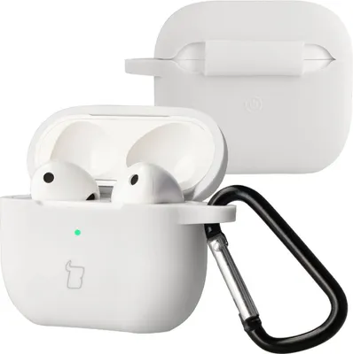 Produktbild von Silikonhülle mit Karabiner für AirPods 3, Bizon Case Headphone Silicone, Weiß