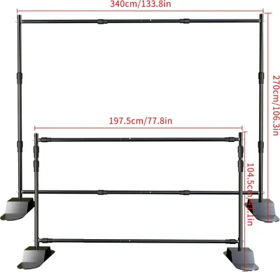 Zdjęcie produktu dla Statyw do tła fotograficznego, regulowany krzyżak, stabilne podparcie, 2,7 x 3,4 m