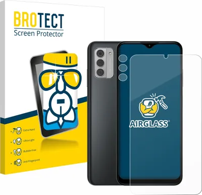 A product shot featuring packaging and the product itself, a screen protector for a smartphone.