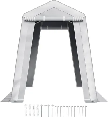 Produktbild von SucceBuy Gerätehaus 183x243,8x213 cm, PE-Garagenzelt, Schuppen für Garten, Fahrradgarage, Carport, Aufbewahrungsgarage für Motorrad, Rasenmäher und Fahrrad, grau