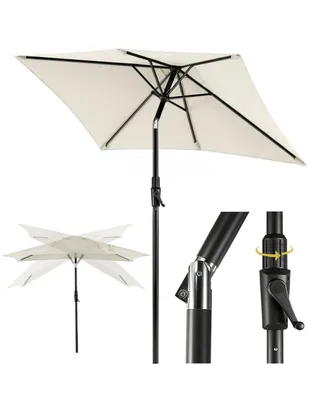 Produktbild von Sekey Rechteckiger Sonnenschirm 210x140 cm, Marktschirm mit Kurbel neigbar, 30° knickbar, UV50+ Sonnenschutz, wetterfester Gartenschirm für Garten