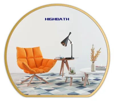 Immagine prodotto di Specchio a parete a forma di semicerchio, 70x62 cm, color oro, specchio da bagno