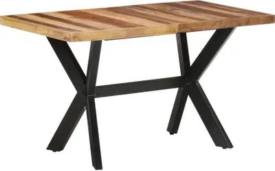 Image de Table de salle à manger "Holler" en bois massif, aspect palissandre. Dimensions (L/L/H) 140x70x75 cm