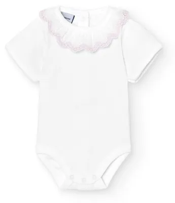 Productafbeelding van BABIDU kortärmige babyromper van 100% katoen, babyromper voor pasgeborenen met ruches