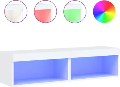 Productafbeelding van vidaXL TV-kastjes met LED-verlichting, 2 stuks, wit, 60x30x30 cm