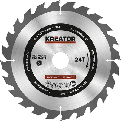 Produktbild von Kreissägeblatt Ø 210 x 30 x 2,2 mm 24 Zähne Holzsägeblatt + 3 Reduzierringe