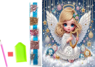 Obrázok produktu pre NORIMPEX Diamantové maľovanie na plátne Vianočný anjelik 23x30cm