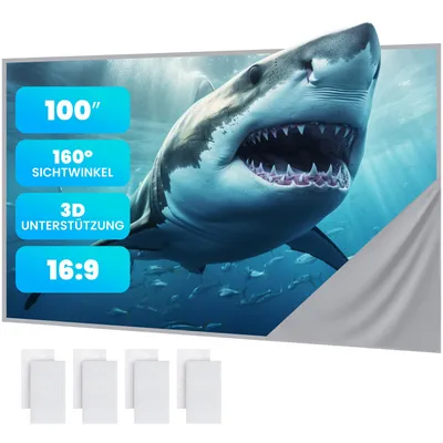 Produktbild von Strex 4K-HD-Heimkinoset Beamer Leinwand - 220x120 cm faltbare Outdoor-Leinwand | 100-Zoll-Wandmontage-LED-Beamer-Leinwand mit 160° Betrachtungswinkel