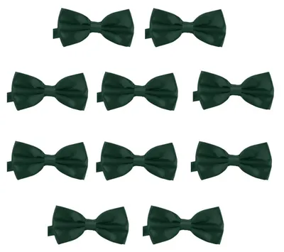 Produktbild von 10er Set DonDon Herren Fliege 12 x 6 cm gebunden und längenverstellbar dunkelgrün