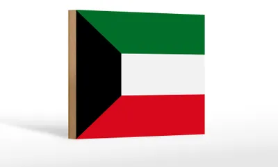 Produktbild von Holzschild Flagge Kuwaits 18x12 cm Flag of Kuwait Dekoration