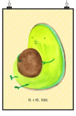 Produktbild von Mr. & Mrs. Panda Bild Avocado Pfeifen DIN A2 - Gelb Pastell - Geschenk, Wandbild, wanddeko, Schwanger, Plakat, drucke, Abnehmen, Wanddekoration, Ernährung
