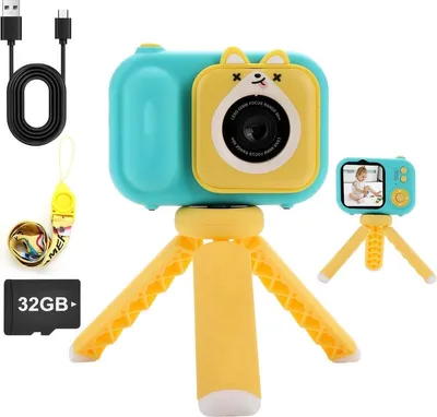 Produktbild von Kinderkamera mit Stativ – Digitale Selfie- & Videokamera für Kinder 3–12 Jahre, 2,4" Bildschirm, Blau