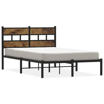 Obrázek produktu pro vidaXL Kovová postel bez matrace, kouřový dub 120x190 cm