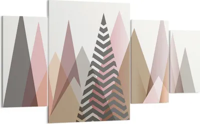 Produktbild von Bild auf Leinwand - Leinwandbild - 4 Teile - Berge Dreiecke Abstraktion - 160x90cm - Wand Bild - Wanddeko - Wandbilder - Leinwanddruck - Bilder - Wanddekoration - Leinwand bilder - DL160x90-4402