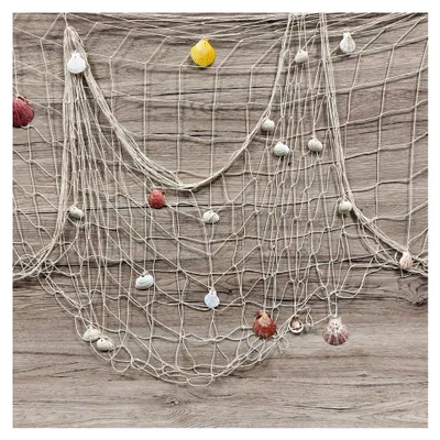Produktbild von Maritimes Deko-Set - Fischernetz mit Muscheln - Tisch- und Hängedekoration