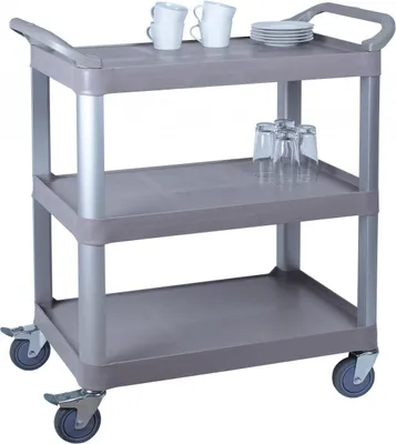 Servierwagen mit 3 Ablagen, 100 kg, 4 Rollen, Kunststoff