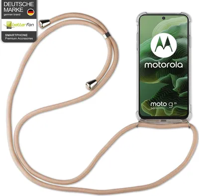 Produktbild von Handykett für Motorola Moto G35 Hülle mit Kordel Handyhülle mit Band in Beige/Braun