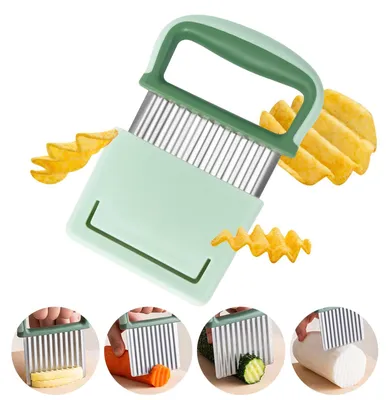 Immagine prodotto di Tagliapipate, tagliacipolle, affettatrice per patate a spirale in acciaio inossidabile, ideale per verdure e frutta, colore verde