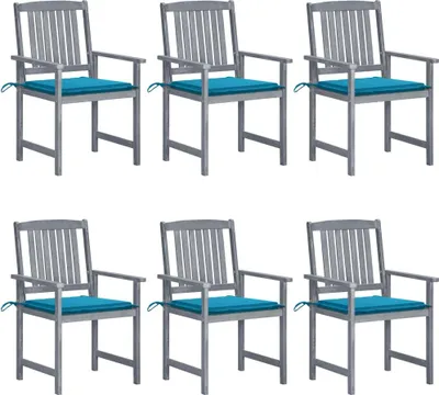 Produktbild von Möbel Gartenstühle mit Kissen 6 Stk. Massivholz Akazie Grau - Gartenstühle 3078211